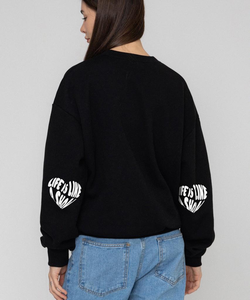 GRAVER [Unisex] Elbow Life Logo Heart Smile Sweatshirt_Black