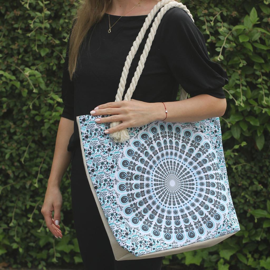 Rope Handle Bag Electric Blue Mandela