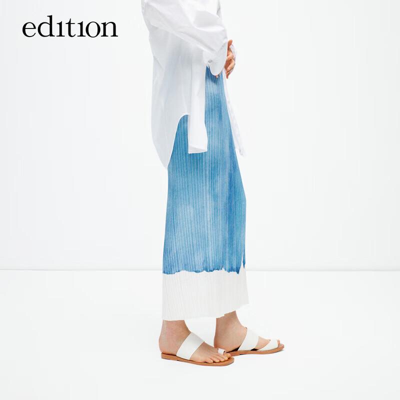 Edition Resort Style Artistic Gradient Pleated Midi Skirt S 160