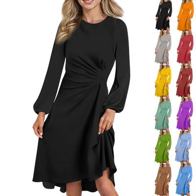 Women's Fall And Winter Fashion Sexy Slim Waisted Dating Long Sleeve Dresses