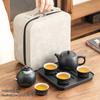 Classic Black Pottery Gongfu Tea Set with Dragon Egg Pot