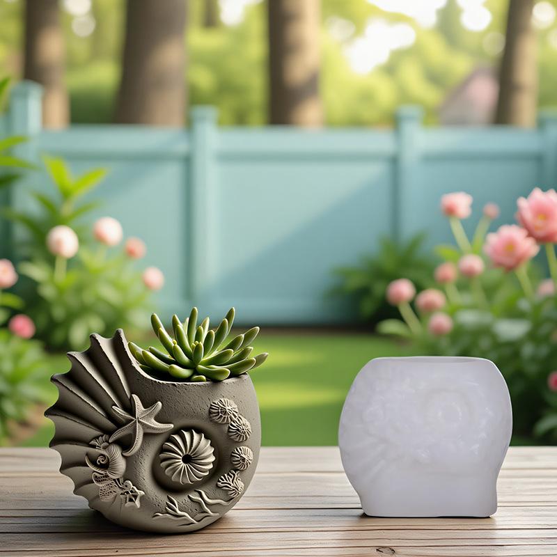 Conch Pot Mold Non-Toxic Silicone Conch Mold Aromatherapy Mold Food-Grade For Home Decoration Plant Flower Pots Gifts