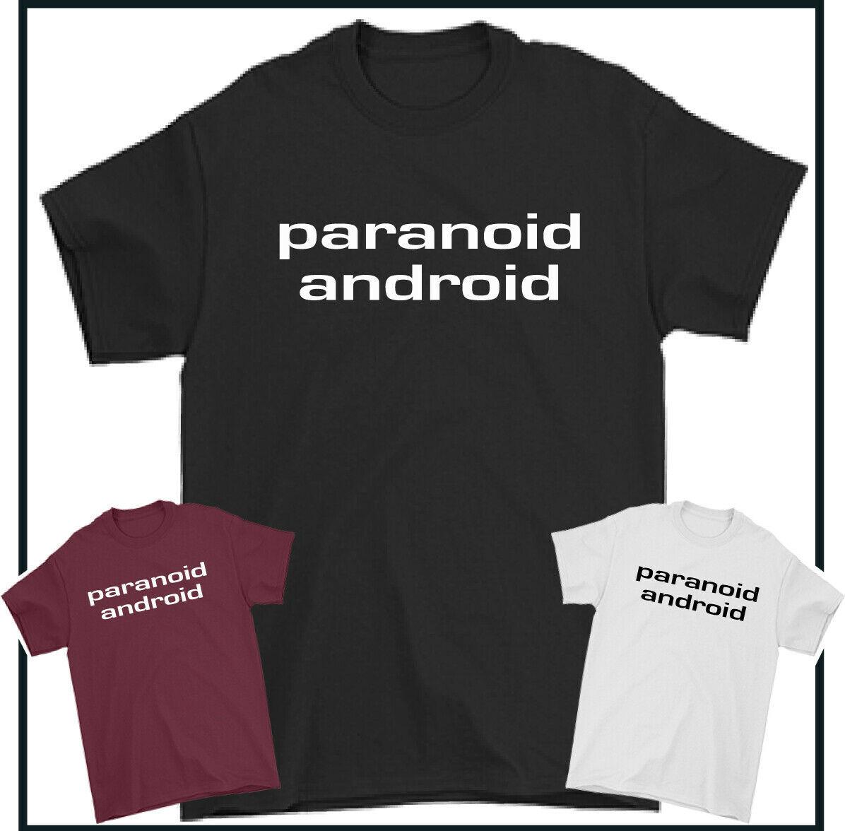 Paranoid Android T-Shirt Grunge Music Band Guitar Drums Lyrics Tee Top Radiohead M
