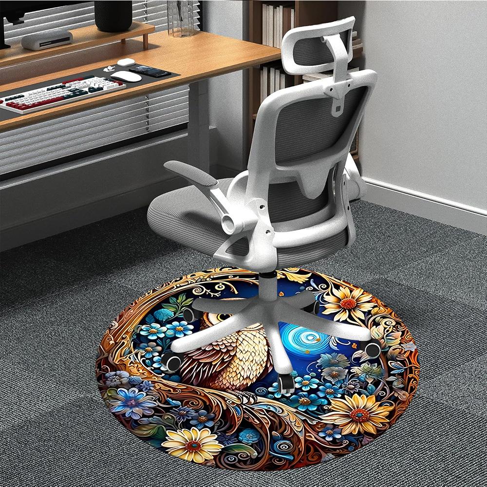

1pc Owl Night Garden Chair Carpet for Office Non-Slip, Machine Washable Rug for Office, Room - Holiday Decor, Machine Made yy251016132 80cm by 80cm