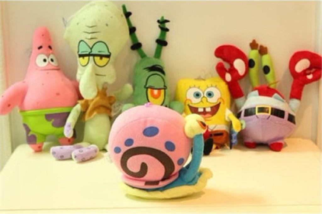 Cute Short Plush Cartoon Octopus Crab Starfish Snail Spongebob Series Toy Set