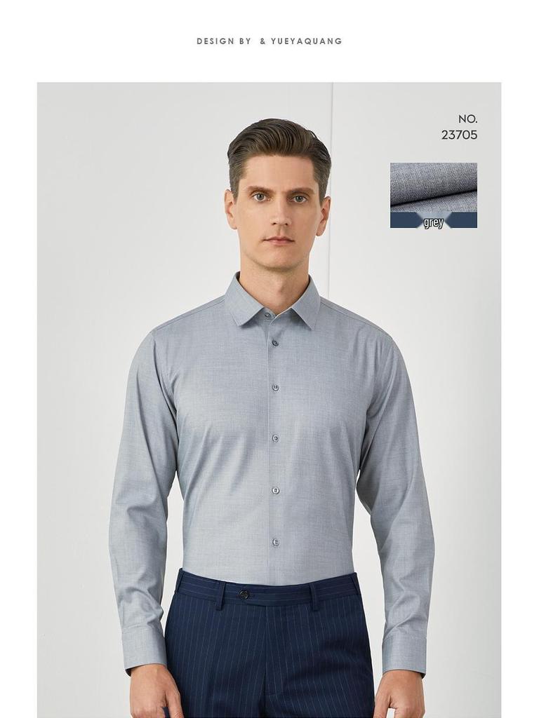 Herren Modal Stretch Langarmhemd - Bügelfrei Weiß, Frühlings- & Herbststil, Anpassbares LOGO, Berufskleidung.