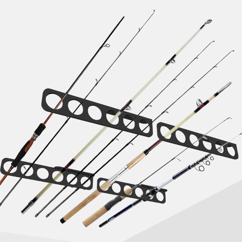 Fishing Rod Display Stand Wall Ceiling Storage Rack Horizontal Rod Stand 6/12-Rod Wall Mounted Fishing Rod Holder