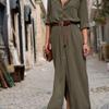 2026 Europäisches & Amerikanisches Langarm-Schlitz-Maxikleid mit Gürtel - Damenmode für Frühling & Herbst