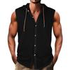 Men's Sleeveless Hooded Shirt Casual Loose Vest.