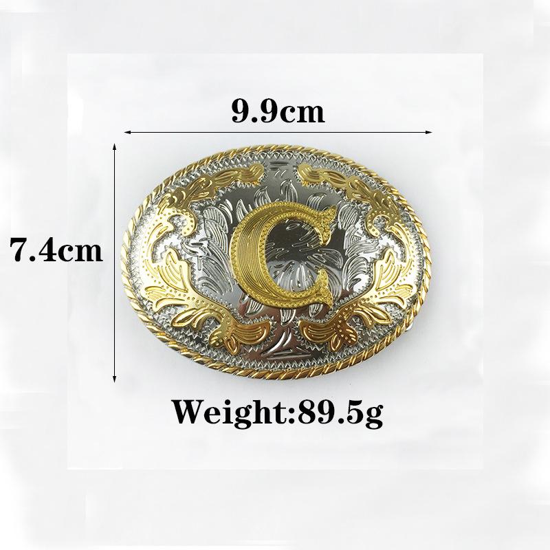 Western Style Men's Leather Belt with English Letter C - European and American Fashion Accessory