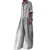 Tuta Lunga Estiva Cotone Lino Casual Tute Donna Strisce Ampia Maxi Tuta Abbigliamento Vacanze per Donne