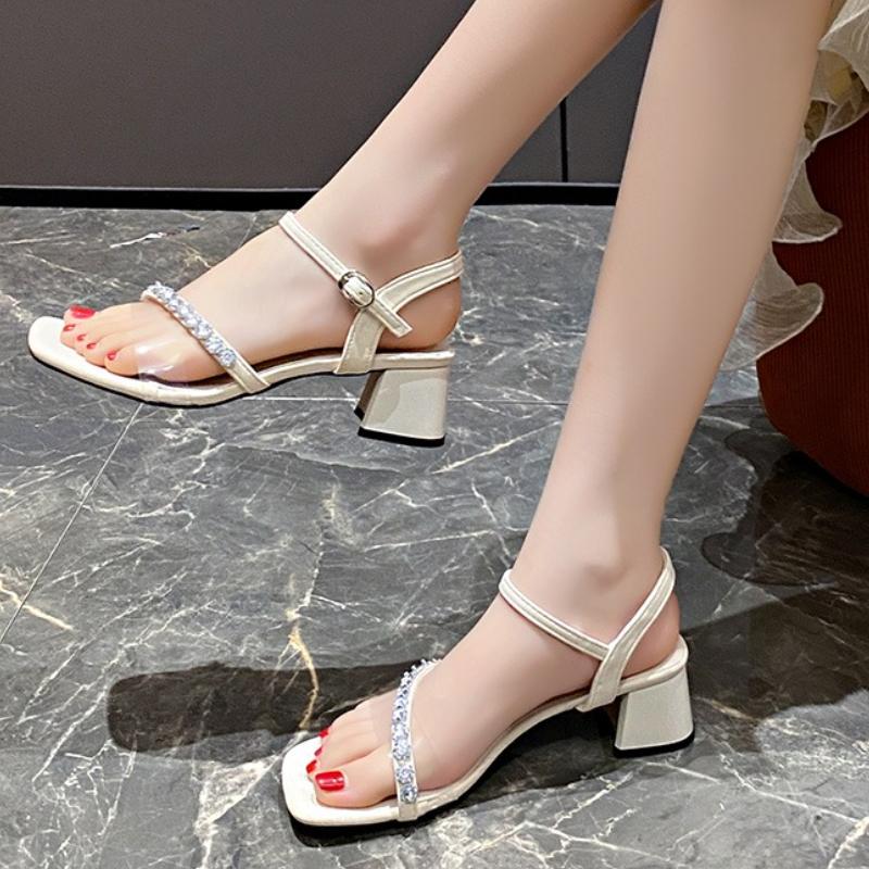 Mode 2025 Neue Sandalen Sommer Elegant und Bequeme Schuhe Perlen Perlenstickerei Zehenfrei Mode Damen Party Sandalen Schuhe Hohe Absätze