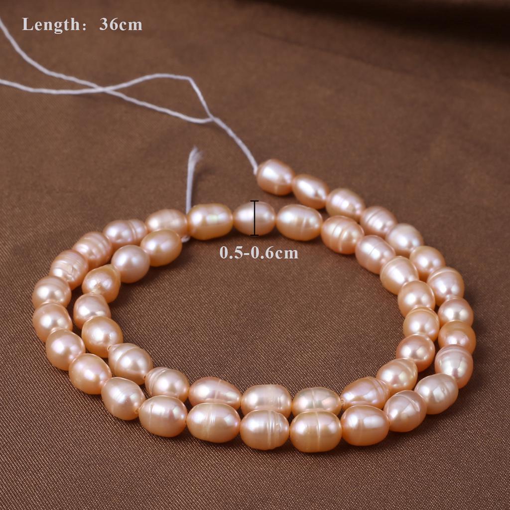 1String, Light Orange Natural Freshwater Pearls, Handmade Rice Pearl Beads, 5-6 Mm, for DIY Necklace Accessories, Jewelry Making, Women Gift, 36 Cm