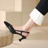 Casual Women's Pointed Sandals Buckle New Summer High-heeled Sandals Rubber Soft-soled Bag Head Empty Sandals Color Matching