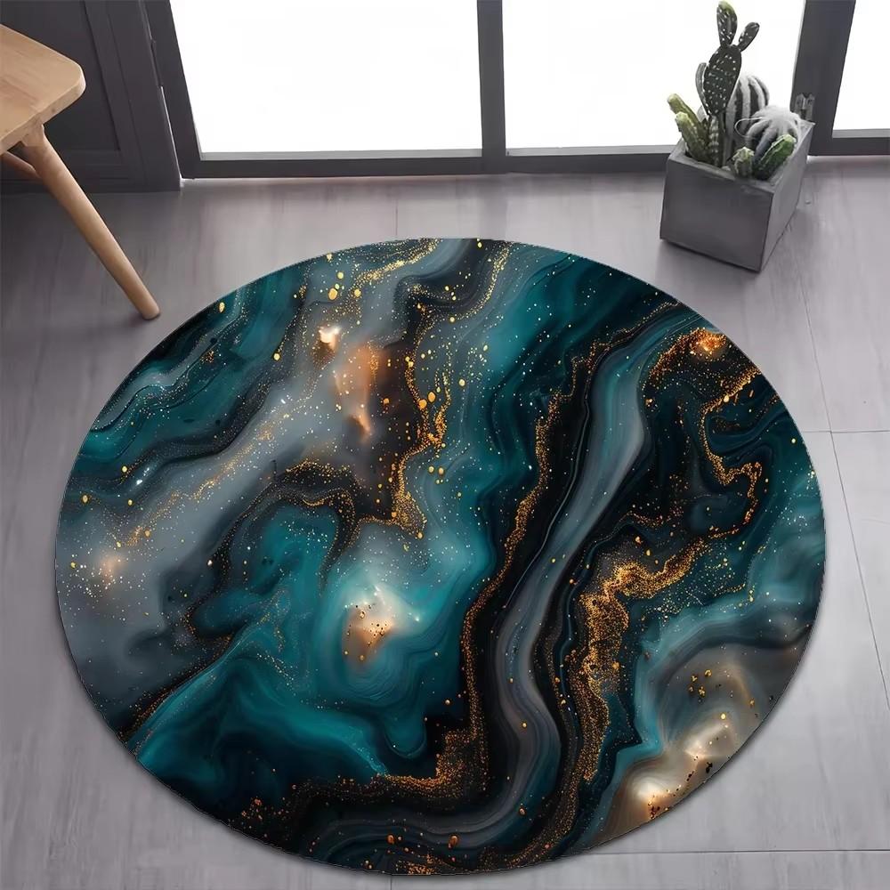 Luxurious Marble Colour White Gold Round Carpet Rug for Bedroom Living Room Decoration,pet Decor Floor Mat