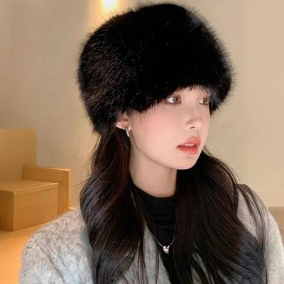 Warm Fluffy Fur Bucket Hat Windproof Mongolian Cap New Winter Hat  Women
