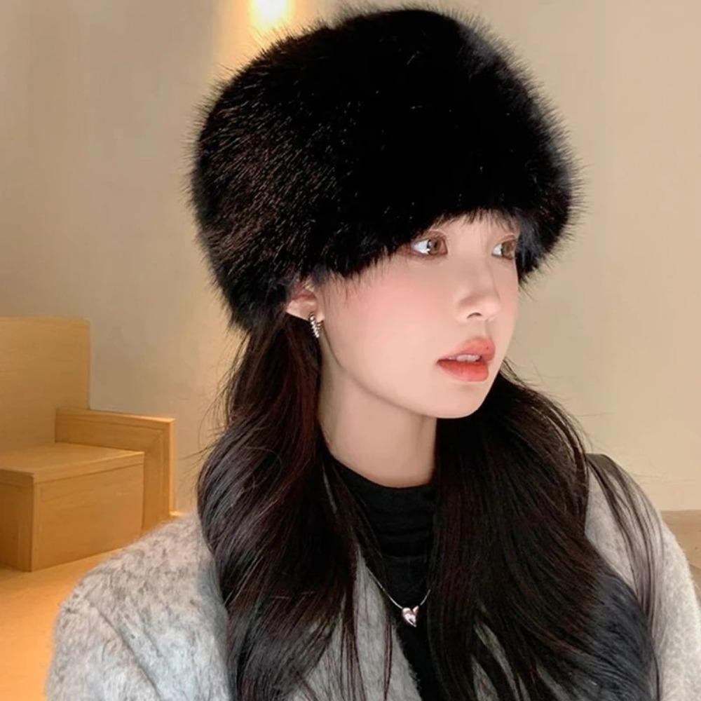 Warm Fluffy Fur Bucket Hat Thicken Plush Fisherman Hat New Winter Hat  Women