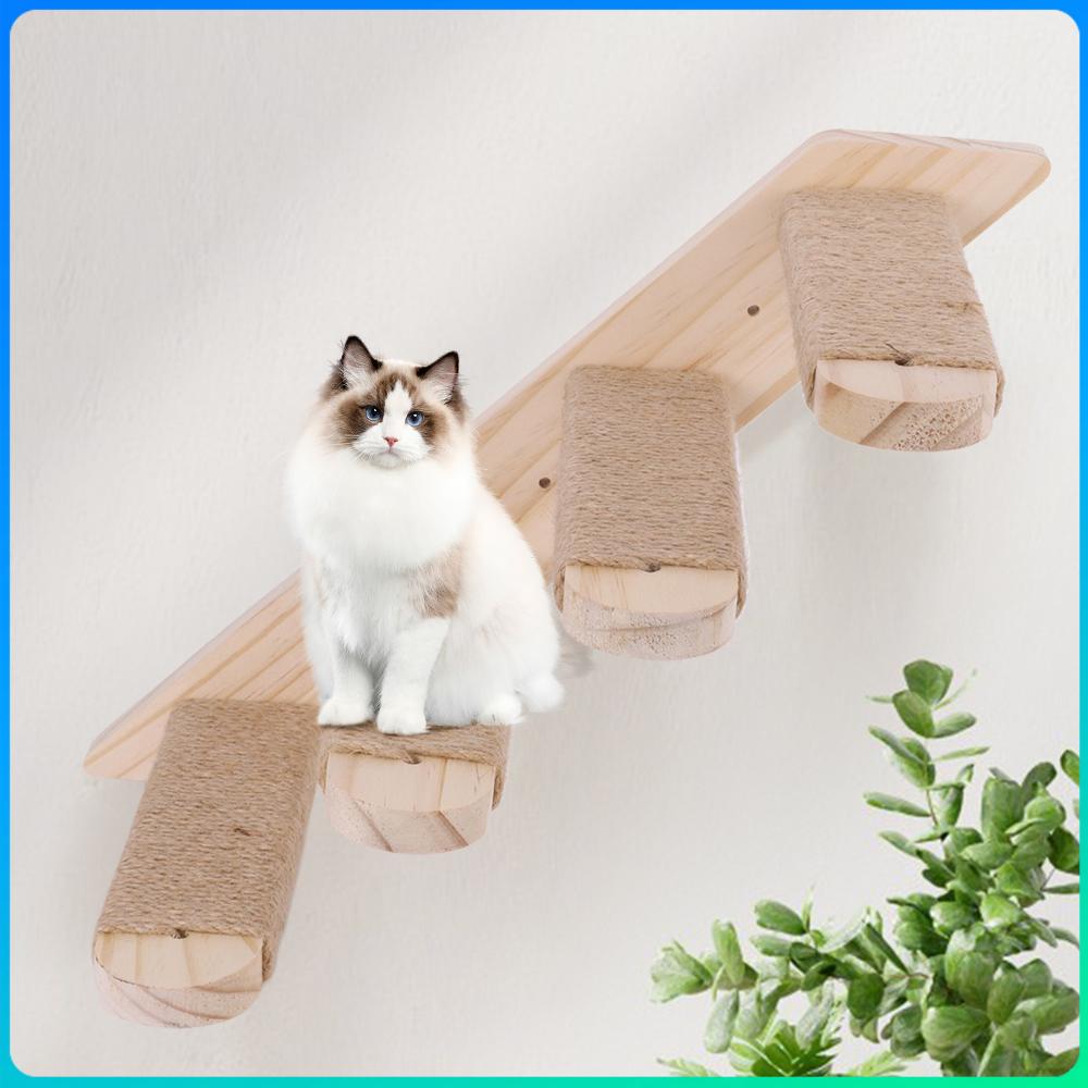 Cat Stairs Wall Mounted Wooden Cat Climbing Shelf Four Step Cat Wall Shelves for Cats Perch Shelves Cat Tree Supplies China Mainland