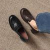 Krazing Pot Sheepskin Round Toe Thick Med Heels Spring Shoes Slip On Big Size 42 Loafers Women Platform Pumps