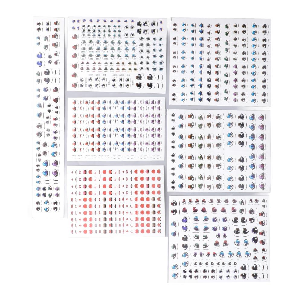 7pcs Colorful Doll Eye Paster Water Decals Doll Mouth Stickers Doll Eyes Stickers  Resin Projects