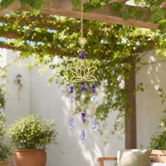 Windspiele, mit funkelndem Kristallanhänger, einfach aufzuhängender dekorativer Sonnenfänger-Windspiel, für Haus Garten Balkon Fenster Dekoration