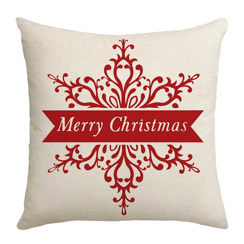 Red Christmas Pillow Cover Polyester Letter Print Home Sofa Pillow Cover Cushion