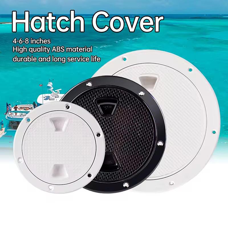 4/6/8In Abs Plastic White Black Round Deck Inspection Plate Hatch Cover Deck Plate Non Slip Detachable For Marine Rv Yacht Boat