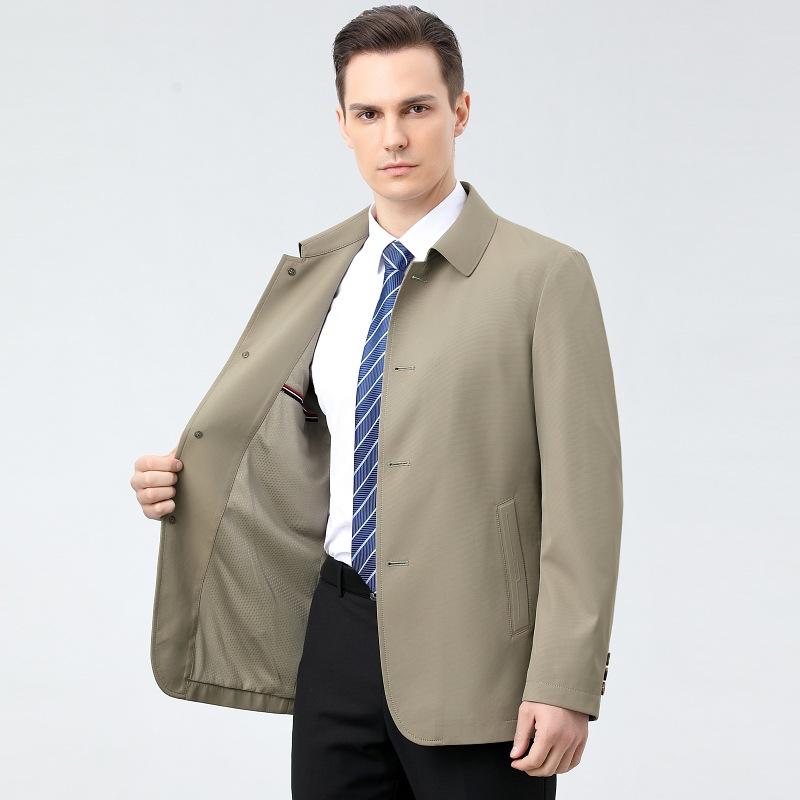 New Mulberry Silk Jacket Men's Business Casual Autumn Middle-aged Thin Lapel Non-iron Jacket Dad Wear Men