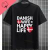 Moglie Felice Vita Felice Slogan Divertente Modello Maglietta Puro Cotone Girocollo Casual Manica Corta Magliette Per Unisex Stile Umoristico T-shirt