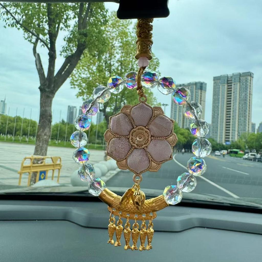 Cultural & Creative Sunflower Song Brocade Crystal Beads Car Hanging Ornament - Festival Koi Abundance Pendant