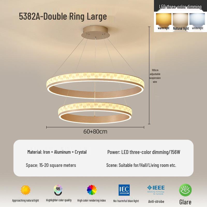 Modern Minimalist Champagne Gold Ring Chandelier for Living Room, Bedroom, Dining Room