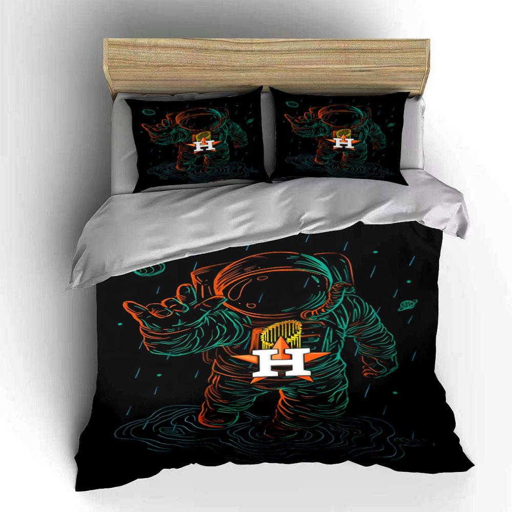 "Neon Astronaut with H-Star Logo" Print Bedding Set Duvet Cover Pillowcases (1* Duvet Cover 2* Pillowcases Do Not Include Comforter)