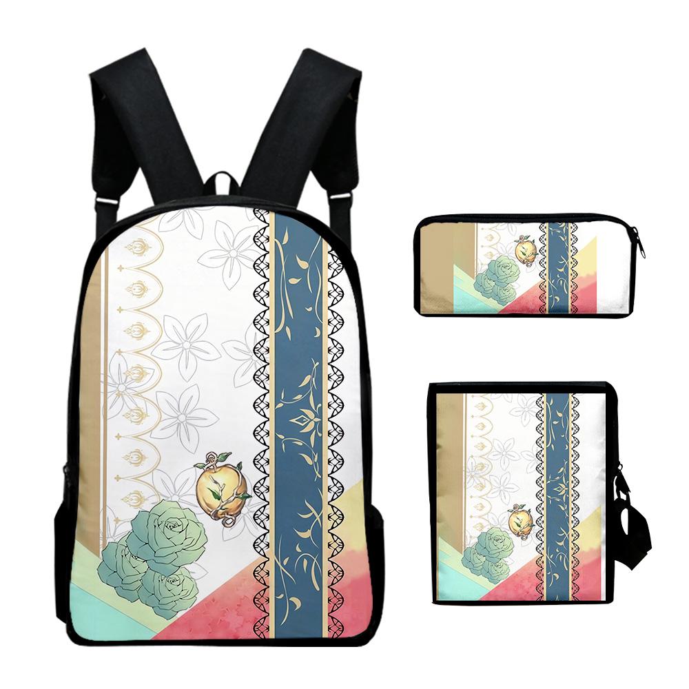 Classic Hololive VTuber Ceres Fauna 3D 3pcs/Set Pupil School Bags Laptop Daypack Backpack Inclined Shoulder Bag Pencil Case