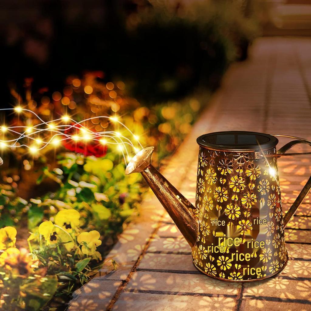 Angel Garden Outdoor Solar Courtyard Light - Copper Coin Kettle Design