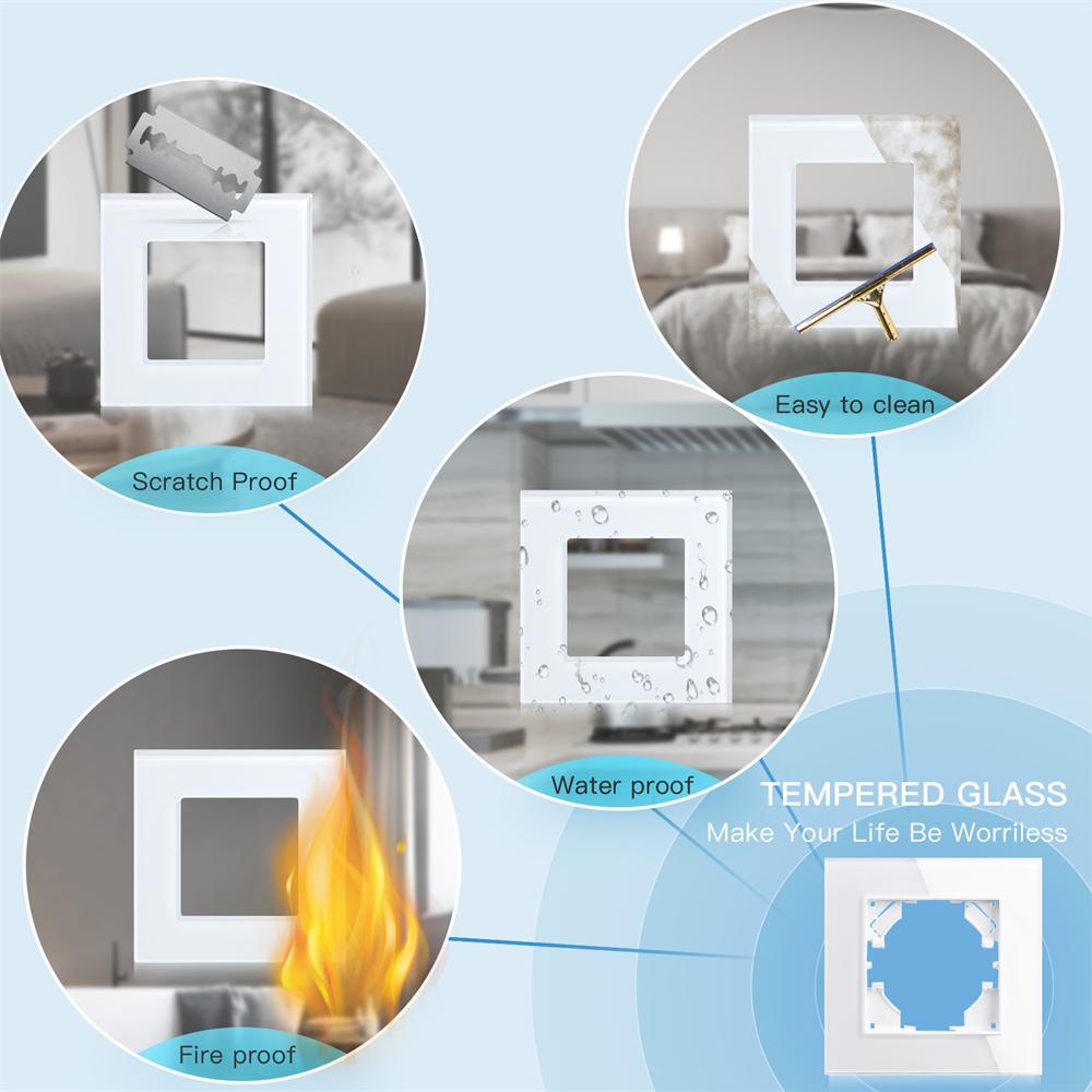 EIOMR EU Standard Wall Power Sockets White Crystal Glass Panel 16A Usb TV RJ45 Wall Switch Usb Outlets Module DIY for Round Box