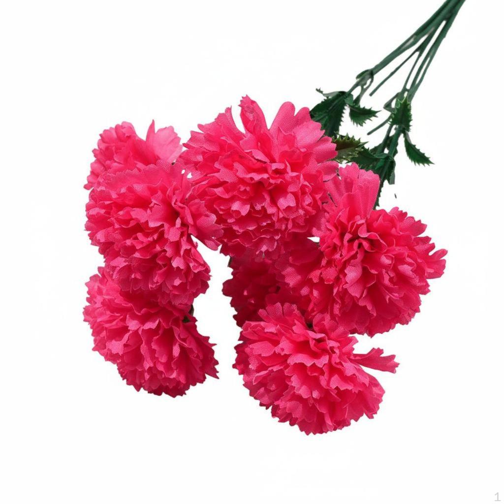 7Head Fake Carnation Realistic Look Artificial Bunch Long Cemetery Flower Arrangement for