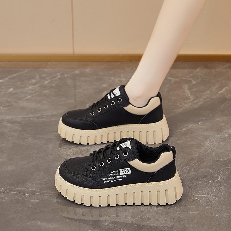 Mode 2024 Herbstmode Neue Damen Bequeme Einfarbige Schnür-Low-Top-Sneaker