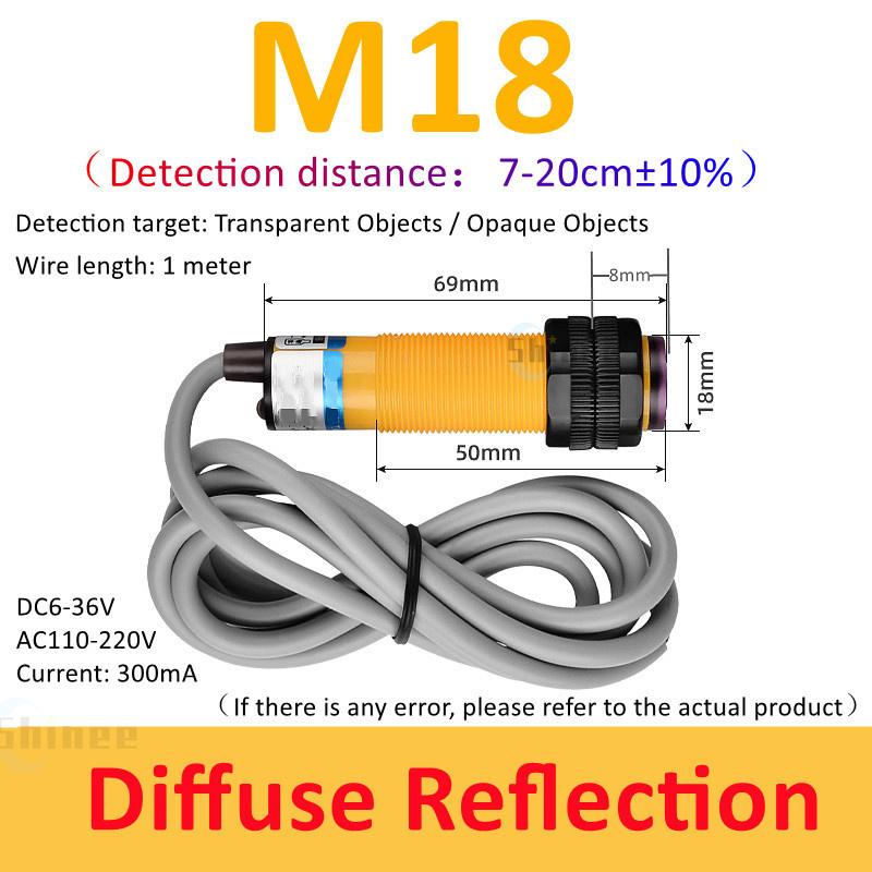1PCS E3F-DS30C4 Proximity Switch Photoelectric Sensor Switch NPN PNP DC6-36V 30cm Detection Range Adjustable Diffuse Reflection