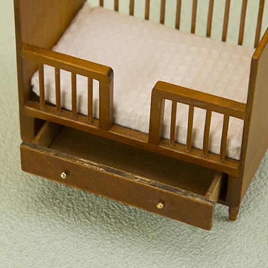 1/12 Puppenhaus Bett Möbel Zubehör Mini Holz Schlafzimmer mit Schublade Realistische Kompakte Puppenhaus Bett Dekoration Ornament