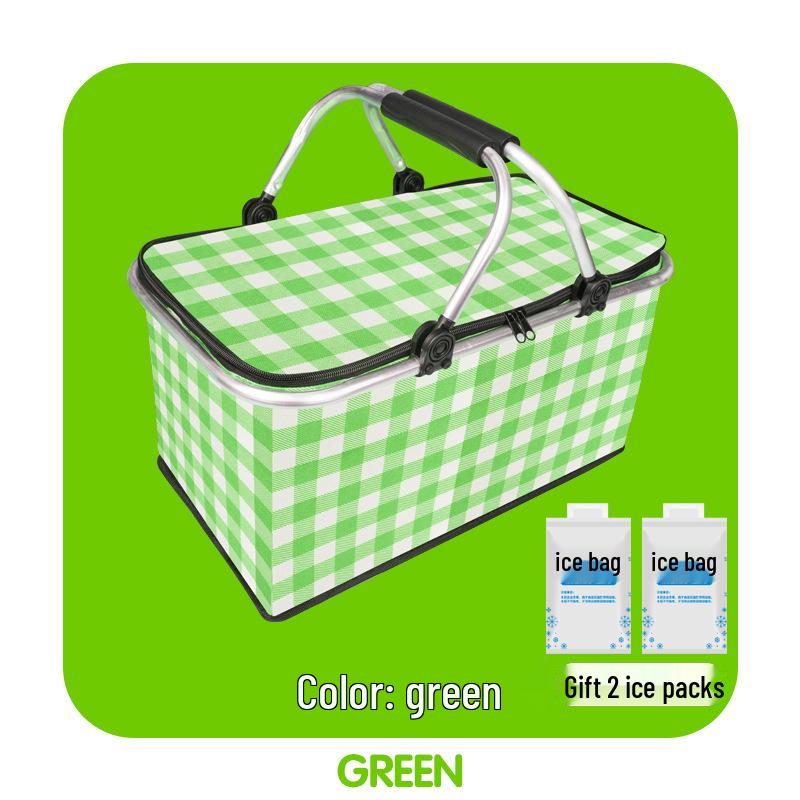 Faltbarer isolierter Picknickkorb Lunchtasche - Tragbare Sommer-Kühltasche mit Kühlakku und Aluminiumfolienisolierung