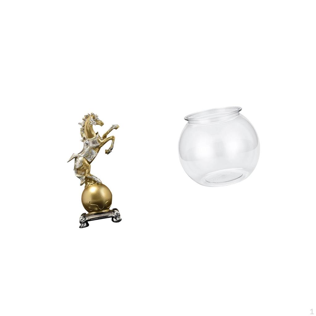 Horse Statue Art Craft Ornament Collectible Resin Figurine Modern Small Tank Round Aquarium