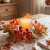 Seasonal Autumn Candle Wreath, Wall Shelf Styling with Faux Branch Texture for Entry Tables and Holiday Hosting