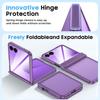 Translucent Matte Protective Case with Tempered Glass Screen Protector for Samsung Galaxy Z Flip 7, Hinge Protection Slim Cover-Purple