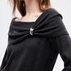 ONLY Women's French Style Wool Blend Off-Shoulder Knit Mini Dress