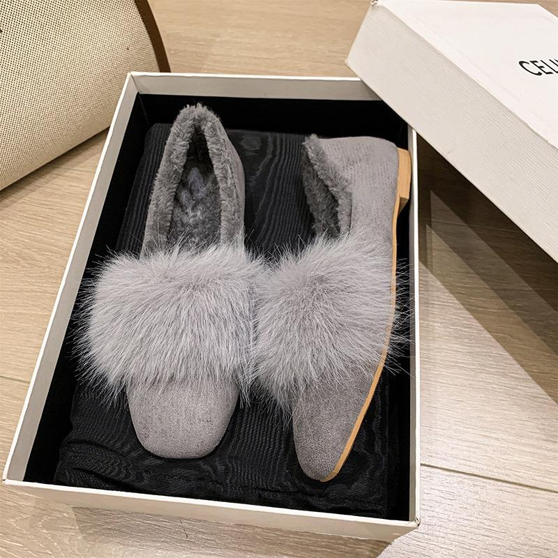 Concise Lambwool Moccasins Femme Curly Sheep Fur Flats Woman Warm Plush Loafers Winter Cotton Shoes Women Furry Ballet Shoes