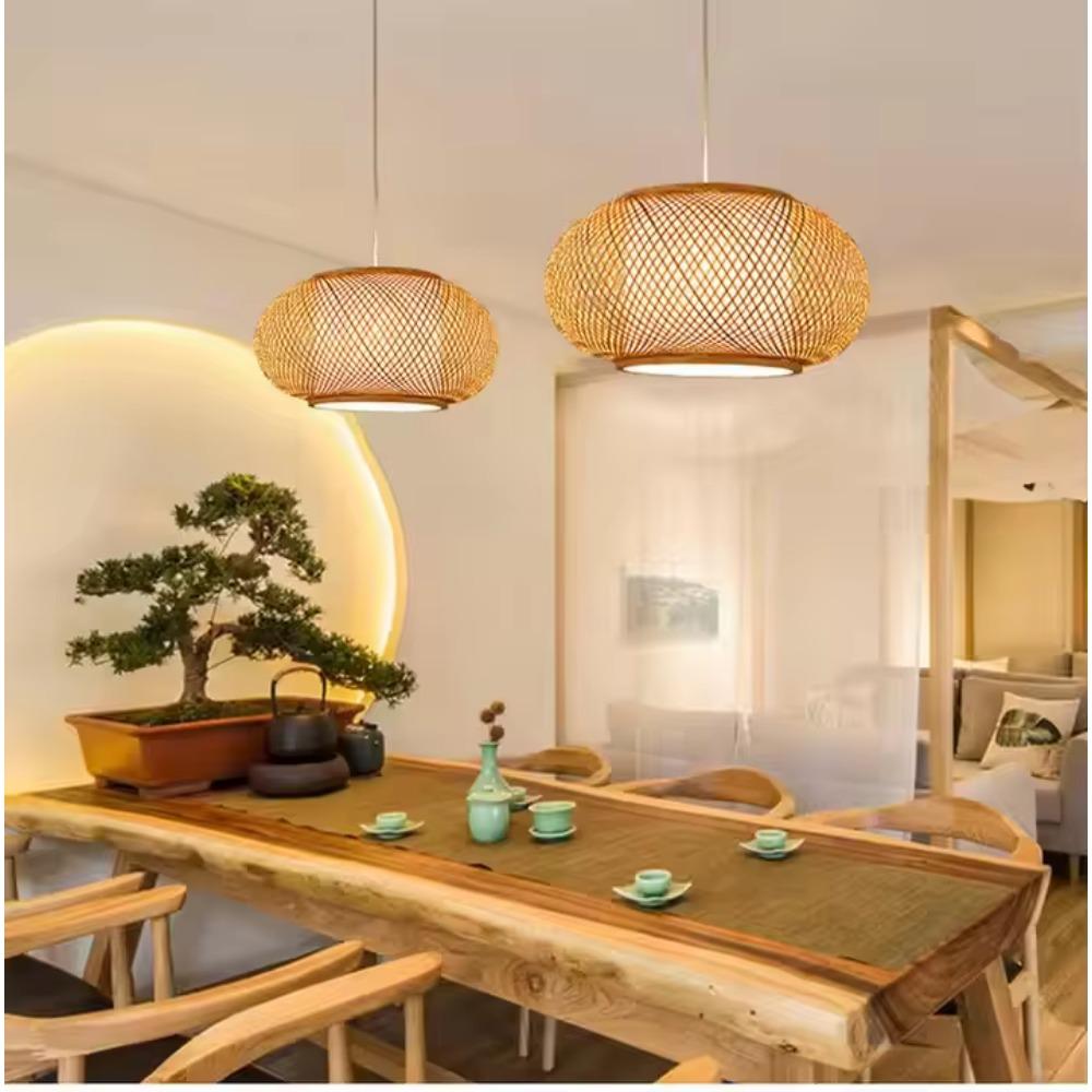 Rattan Pendant Natural Hand Woven Bamboo Lamp Decorative Lighting Fixture for Home Hotel Restaurant Lights