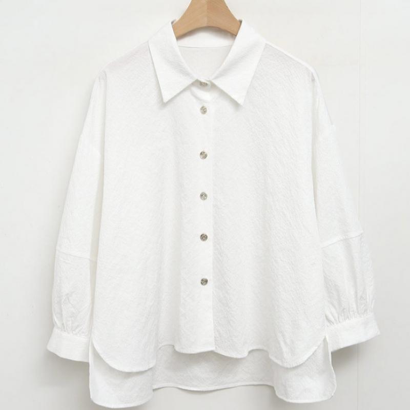 Shop   Women Collared Asymmetric Loose Fit Daily 3 4 Sleeves Blouse Shirt Dgb Wb