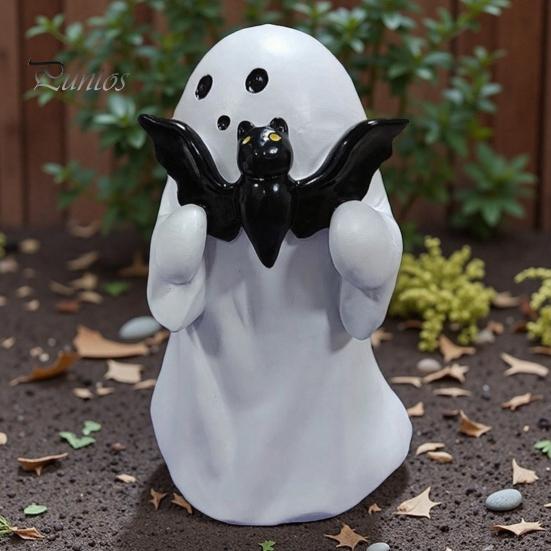 Cute Ghost Room Decor Halloween Figurine, Resin Statue, Creative Holding Decorative for Home Bat/Drink Tabletop Ornament Party, Trick or Treat