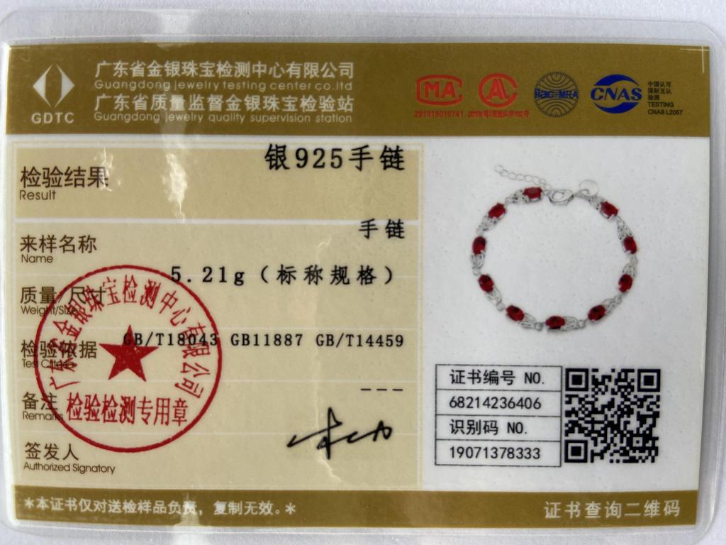 925 Sterling Silver Wedding Jewelry Gift Red AAA Zircon Bracelet