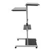 Silver Mobile Standing Desk Work Station, Stand Up Desk Cart Particle Board and Steel With Four Universal Wheels for Bedrooms